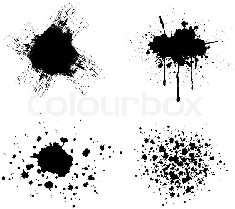 800x711 Black Bright Ink Splashes On White Stock Vector Colourbox