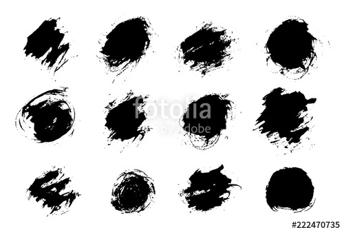 500x337 Set Black Paint, Ink Splash, Brushes Ink Droplets, Blots Black