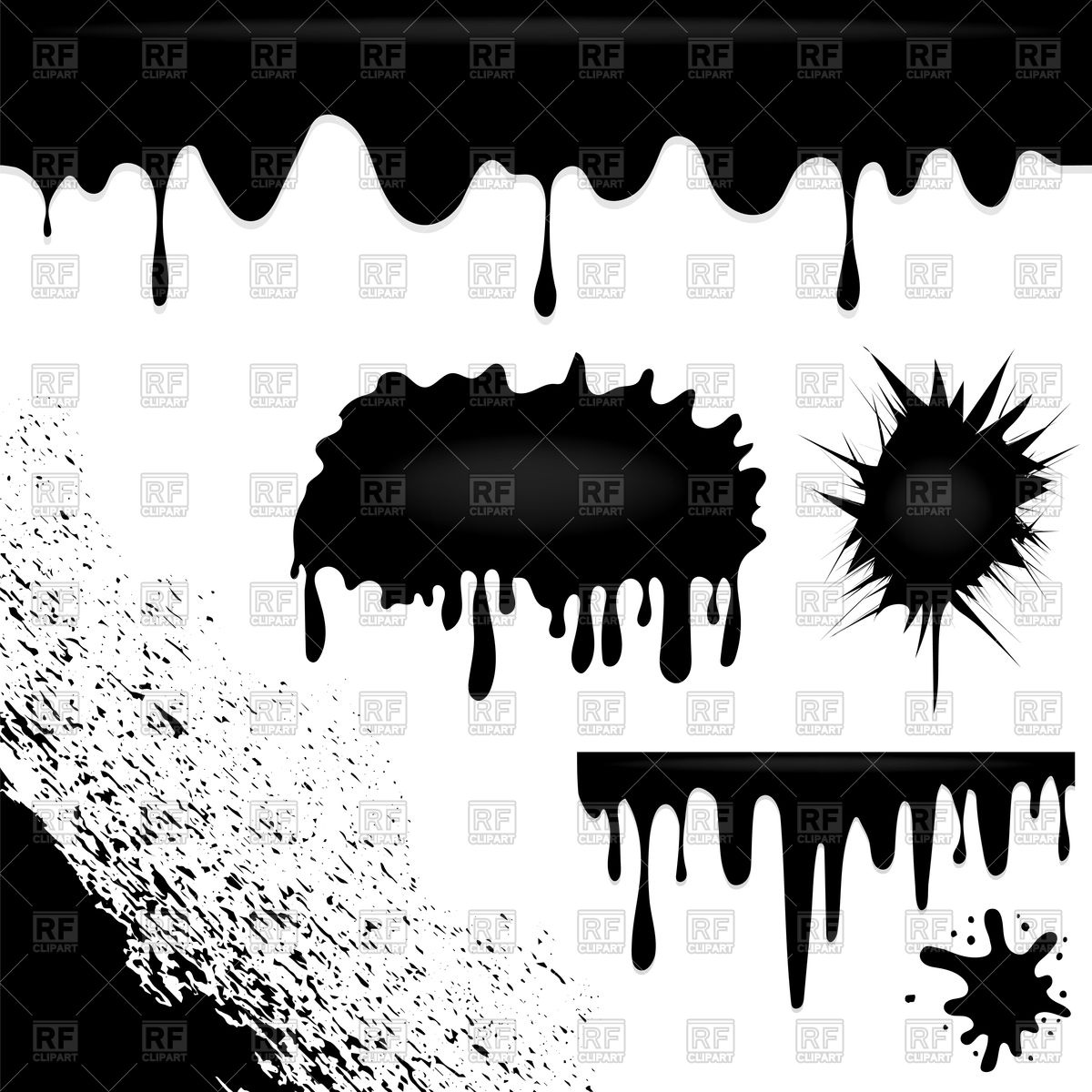 1200x1200 Set Of Ink Splatters Vector Image Of Design Elements