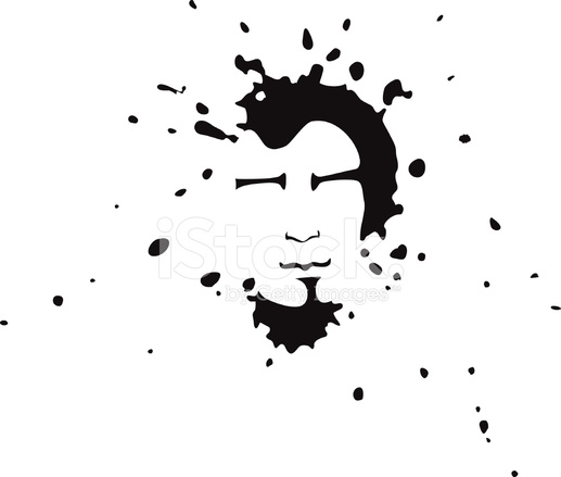 517x439 Face In Black Ink Spot Stock Vector