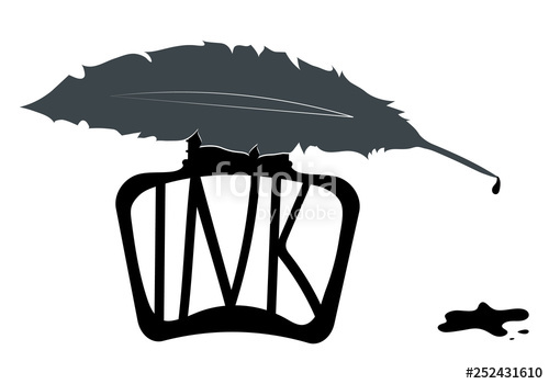 500x350 Inkwell Feater Ink Spot Vector Illustration Stock Image