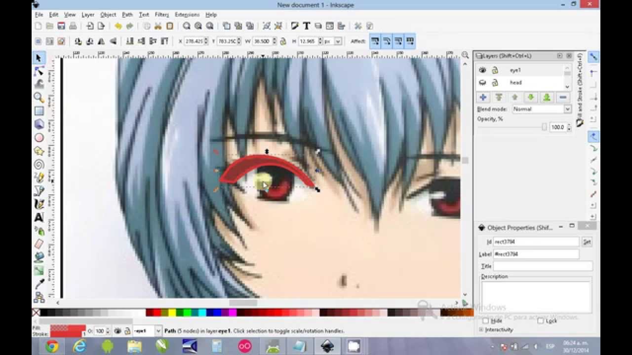 1280x720 Inkscape Tutorial Trace Rei Ayanami Evangelion Vector Art