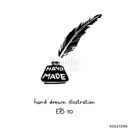500x500 Inkwell With Quill Pen Hand Drawn Stock Image And Royalty Free