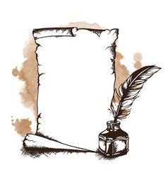 238x250 Paper Scroll Feather And Inkwell Royalty Free Vector Image