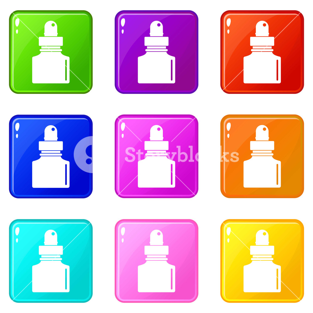 1000x1000 Black Inkwell Icons Of Color Set Isolated Vector Illustration