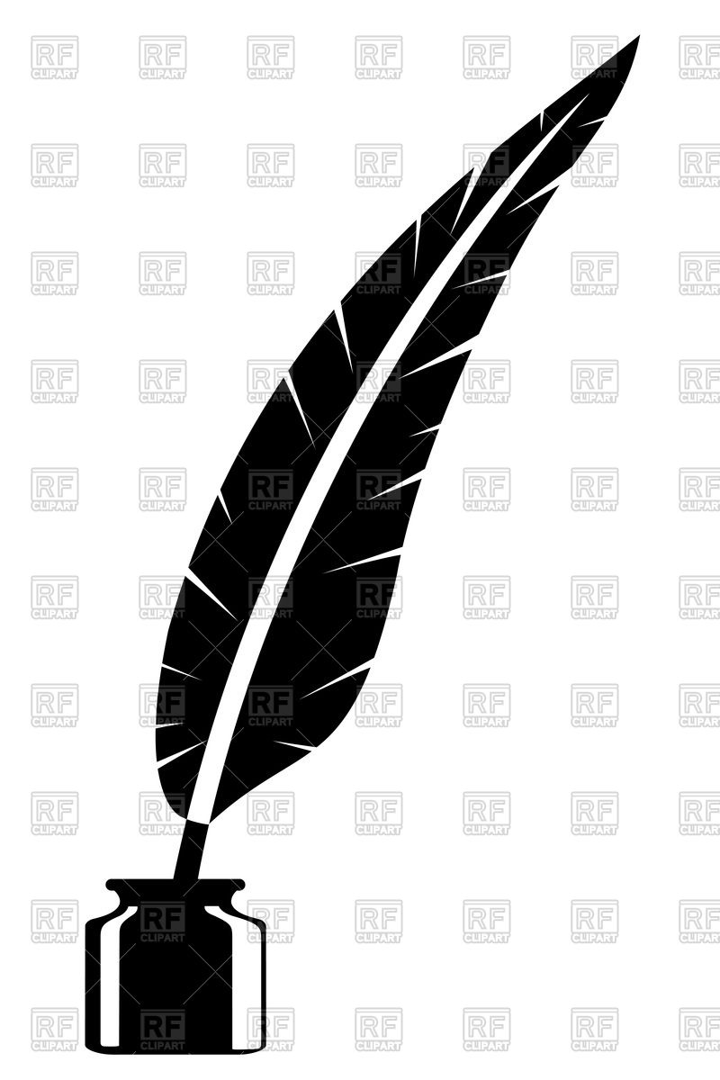 800x1200 Feather And Inkwell Vector Image Of Objects Konturvid