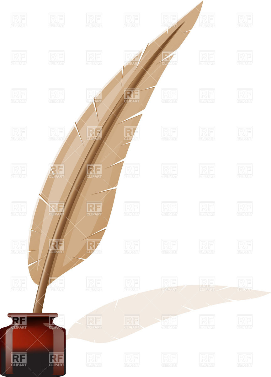864x1200 Feather And Inkwell Vector Image Of Objects Konturvid