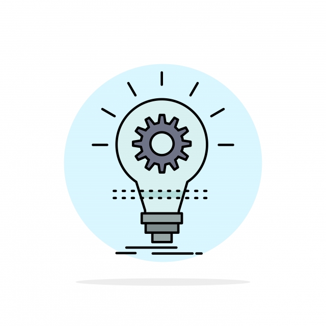640x640 Bulb Develop Idea Innovation Light Flat Color Icon Vector