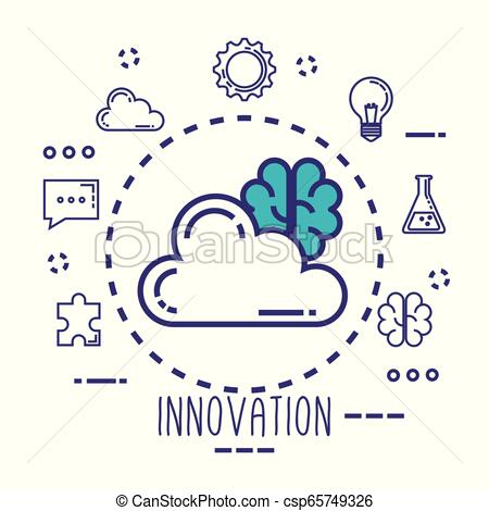 450x470 Cloud And Brain With Innovation Icons Vector Illustration Design