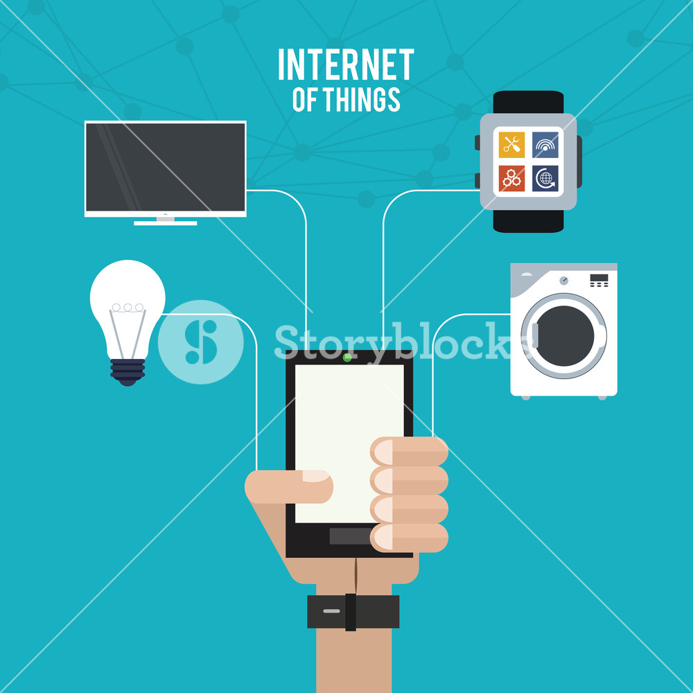 1000x1000 Internet Of Things Hand With Smartphone Work Home Tv Bulb