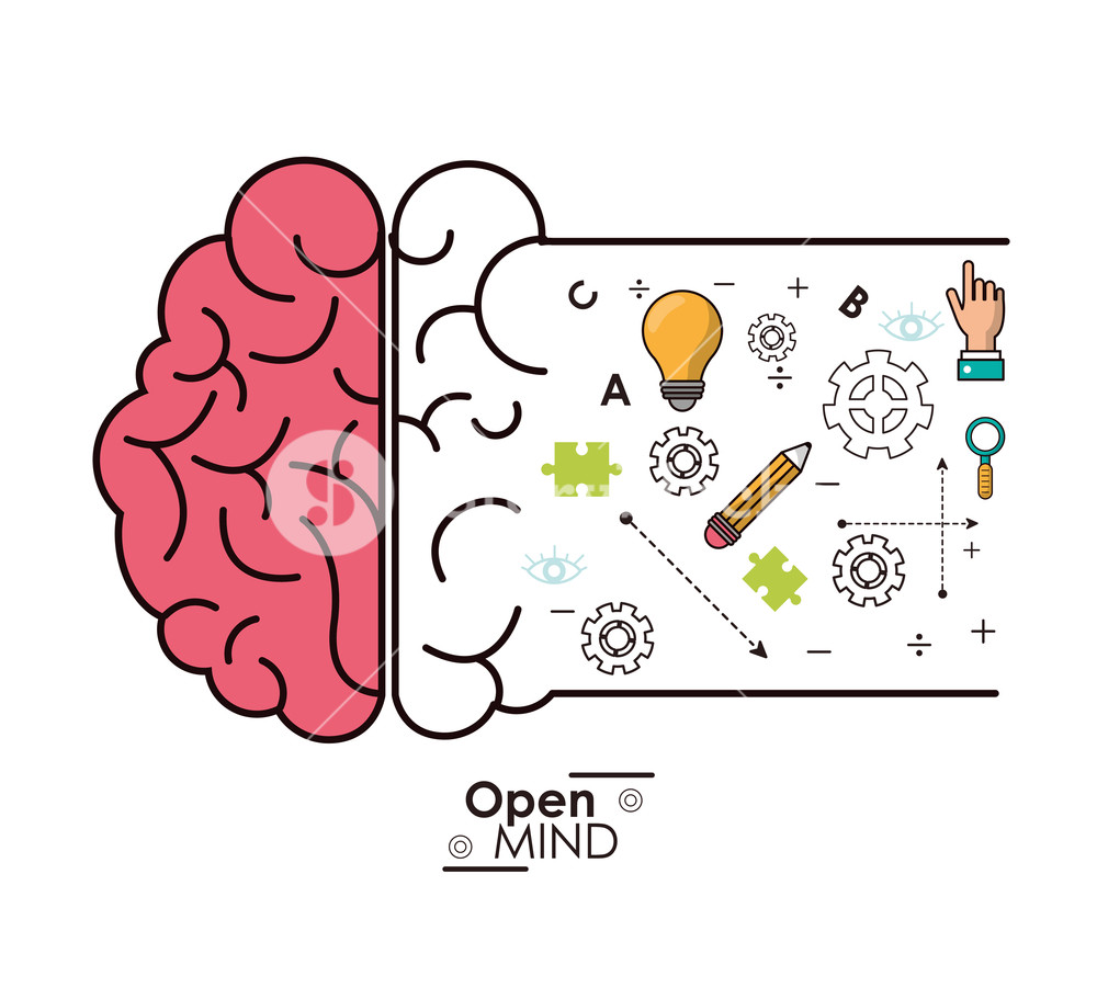 1000x911 Open Mind Brain Intelligence Genius Idea Innovation Vector