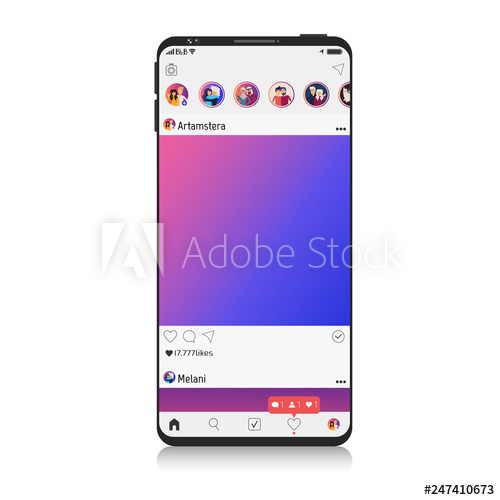 500x500 New Mock Up Of Social Network On Smartphone, Mobile Realistic