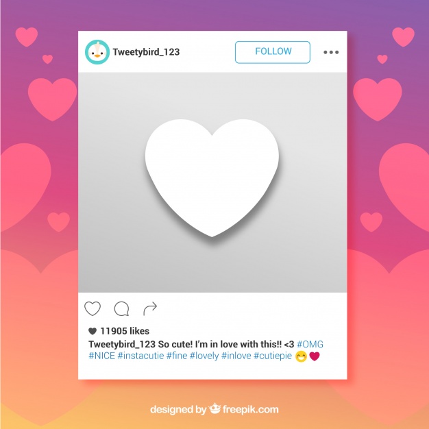 626x626 Instagram Frame With Heart Vector Free Download