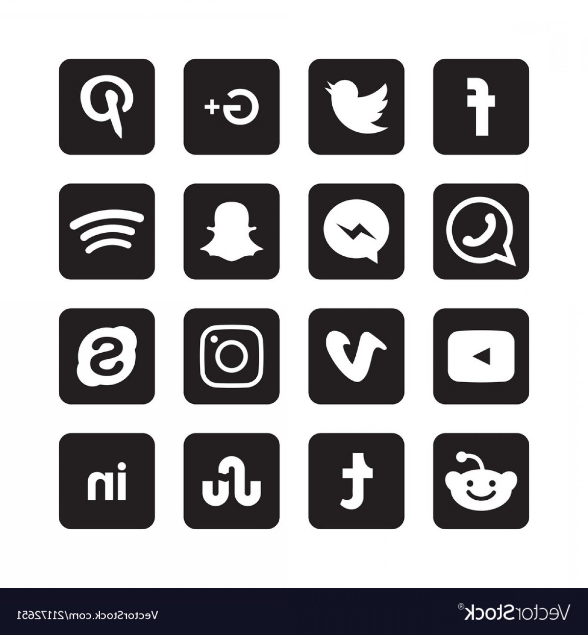 1200x1296 Social Media Icons Black White Facebook Instagram Twitter Vectors