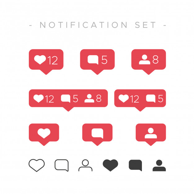 626x626 Instagram Like Notification Set Vector Free Download