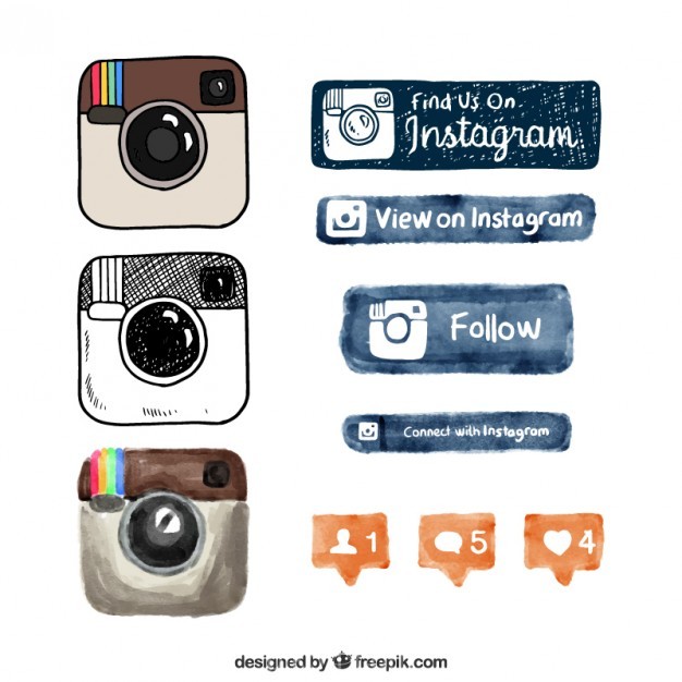 626x626 Hand Drawn Instagram Logo And Buttons Vector Free Download