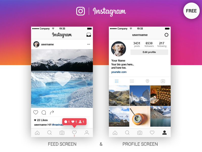 800x600 Instagram Feed Profile Screen Free