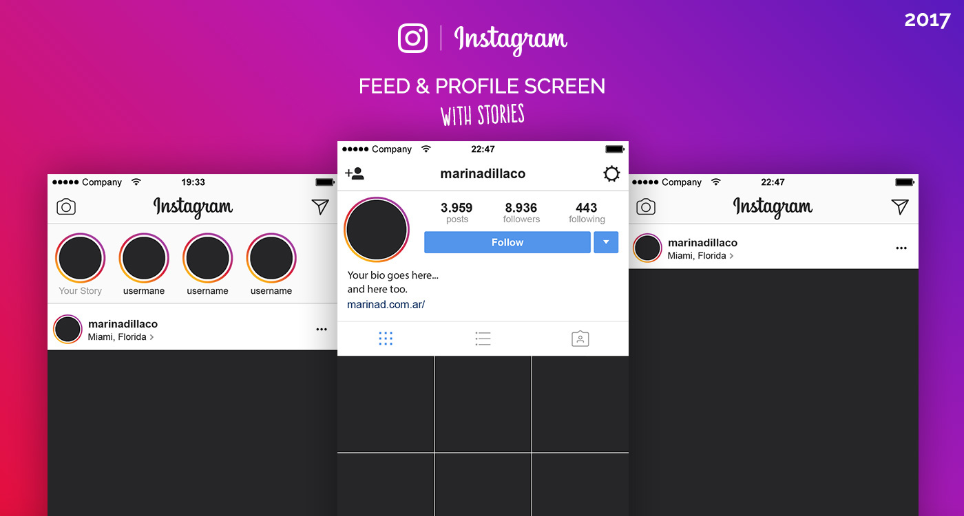1400x750 Free Instagram Feed Profile Layout Ui On Behance