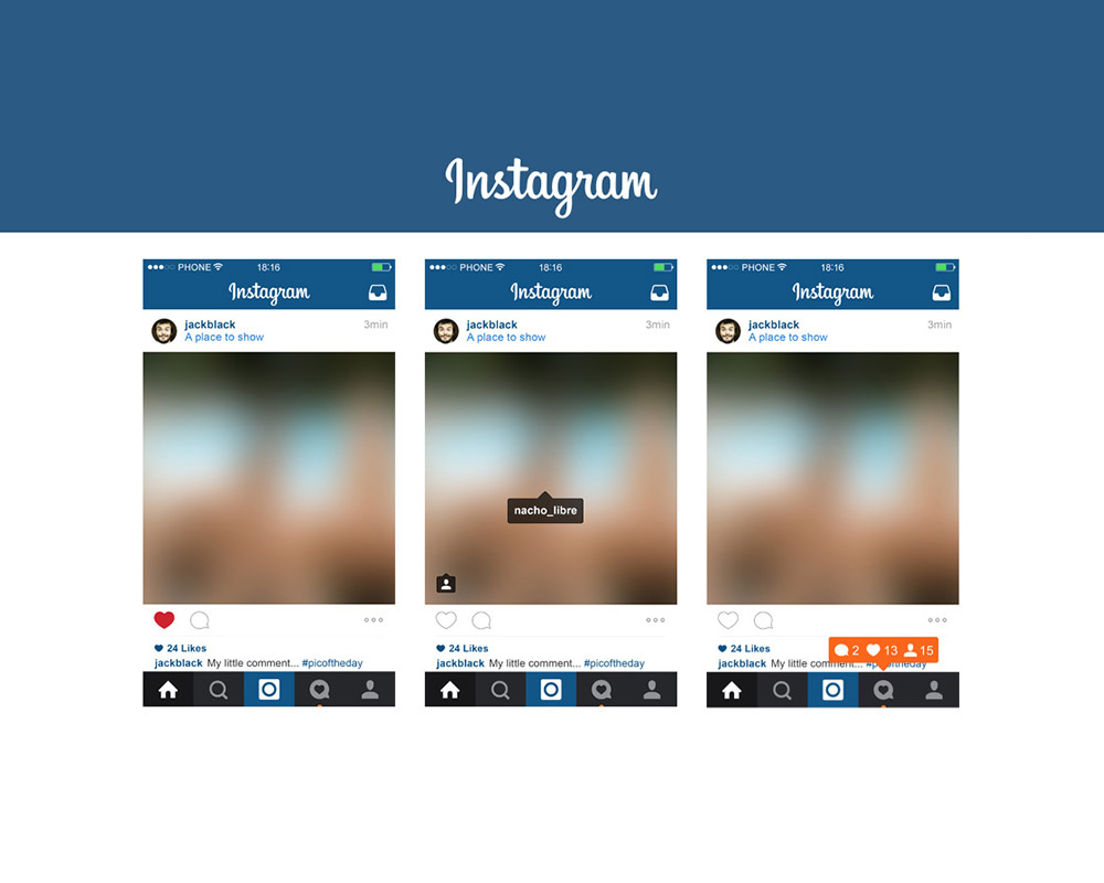 1000x800 Instagram Mobile App Screen Free Template