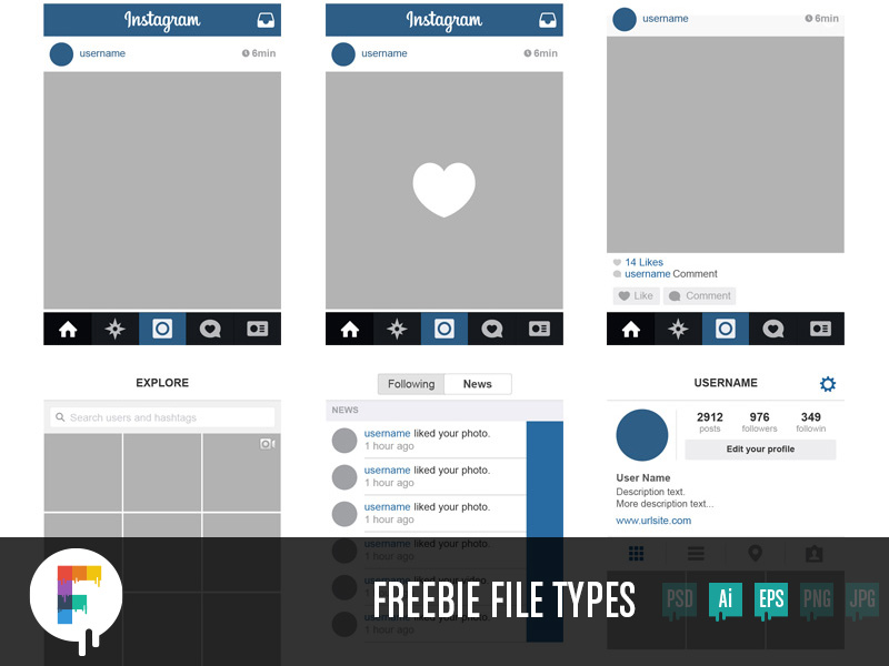 800x600 Free Instagram Mockup Layouts