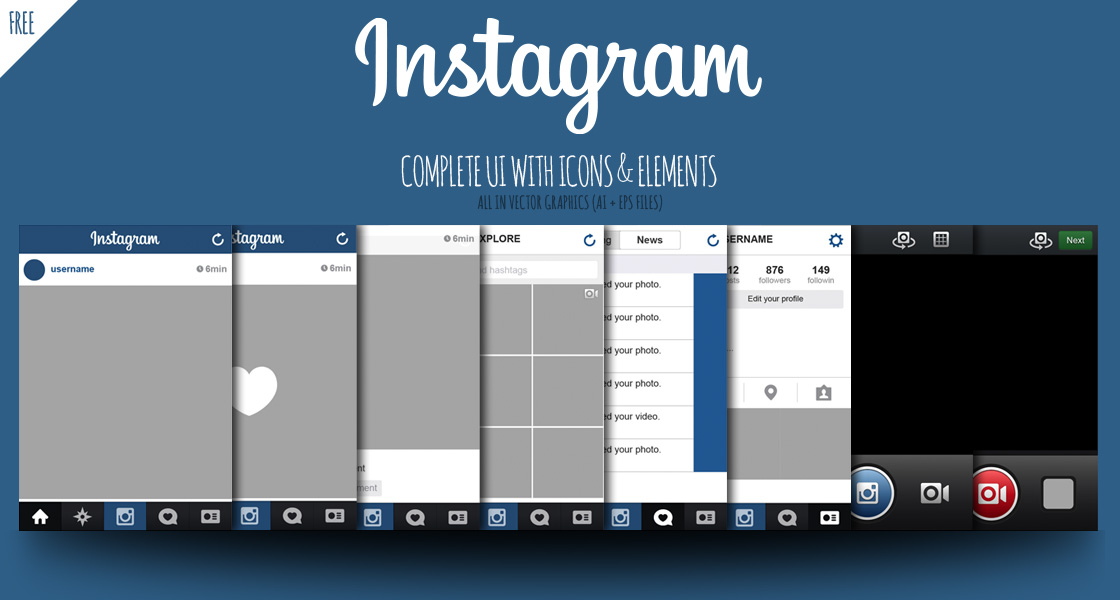 1120x600 Free Instagram Complete Vector Ui With Icons Elements Marinad