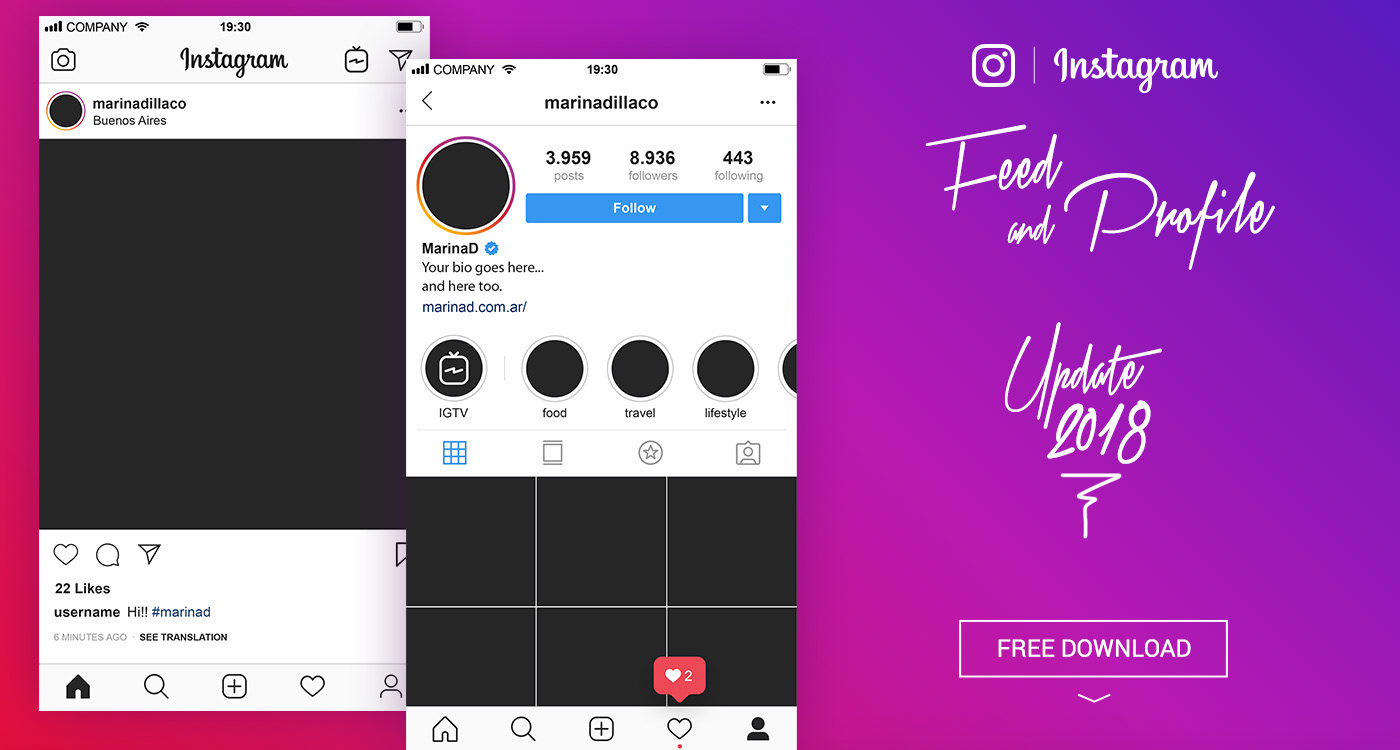 1400x750 Free Instagram Layout Feed And Profile Ui On Behance