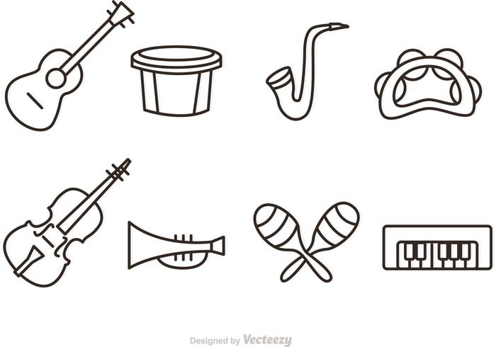 700x490 Outline Music Instrument Vector Icons
