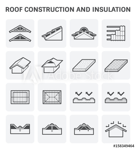 455x500 Roof Construction And Insulation Material For Building Vector Icon