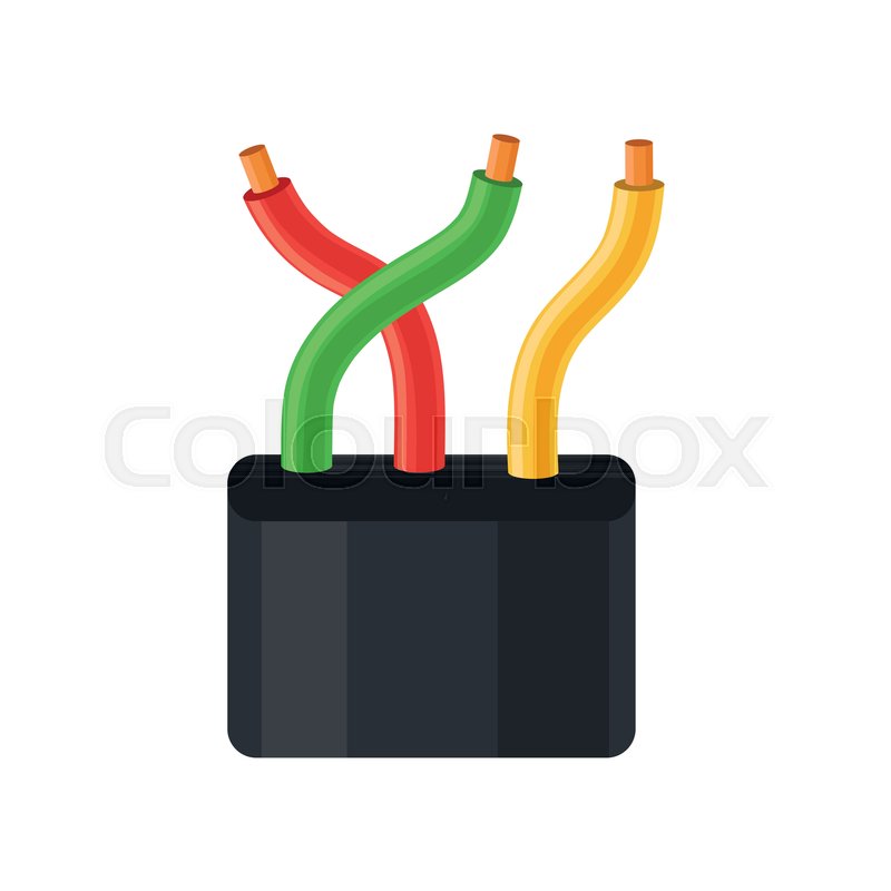 800x800 Three Wire Electrical Cable, Flexible Stock Vector Colourbox