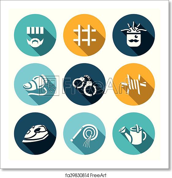 561x581 Free Art Print Of Vector Set Of Interrogation Icons Criminal