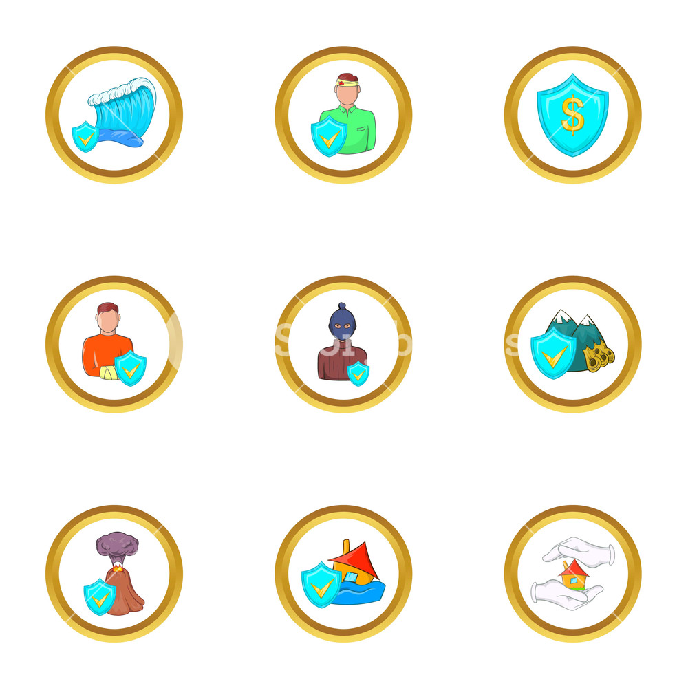 1000x1000 Human Insurance Icon Set Cartoon Set Of Human Insurance Vector