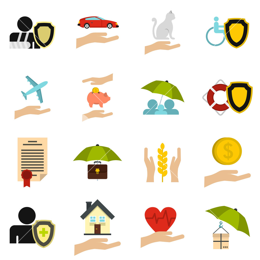 1000x1000 Insurance Icons Set Flat Illustration Of Insurance Vector