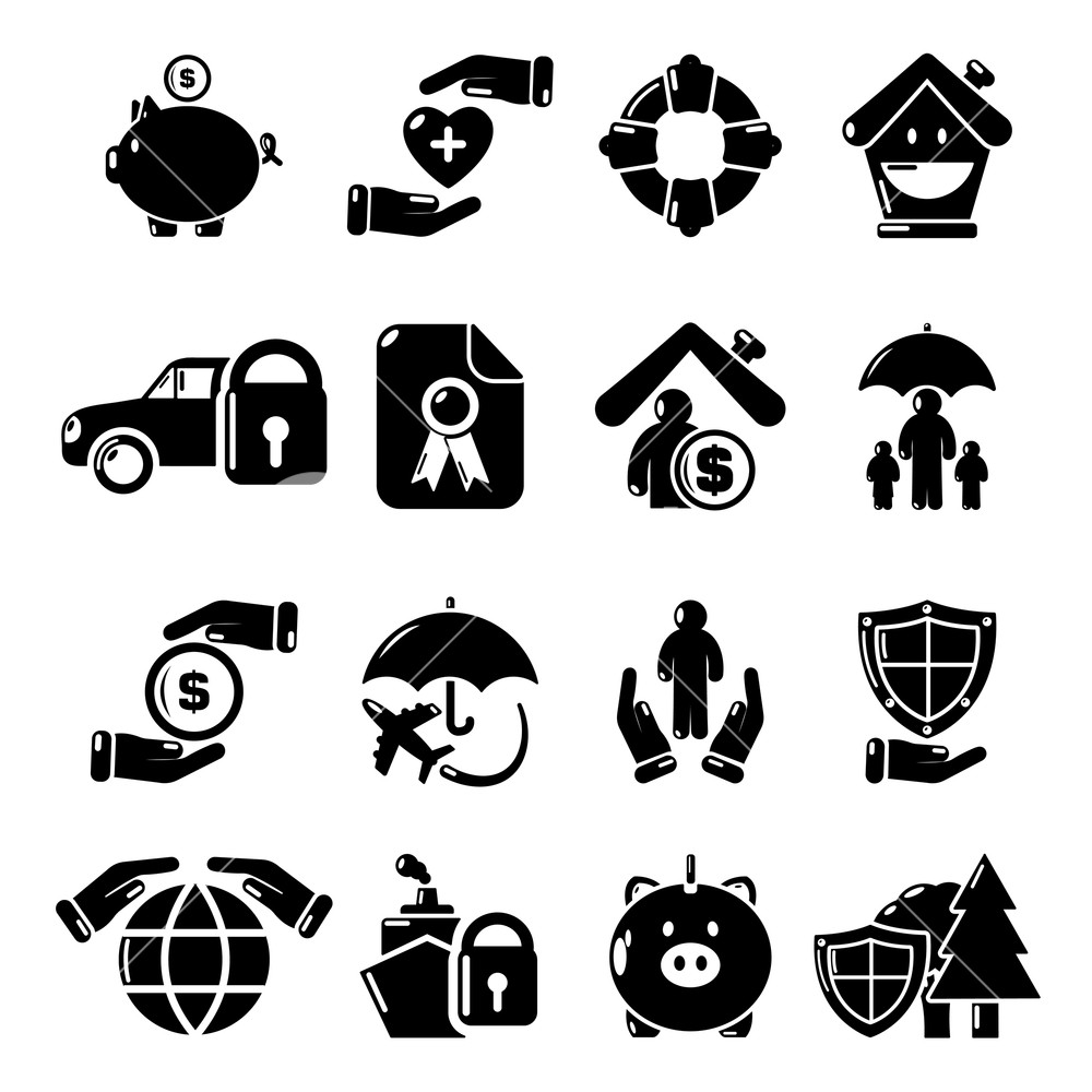 1000x1000 Insurance Icons Set Simple Illustration Of Insurance Vector
