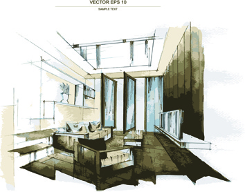 354x278 Creative Interior Sketch Design Vector Free Vector In Encapsulated