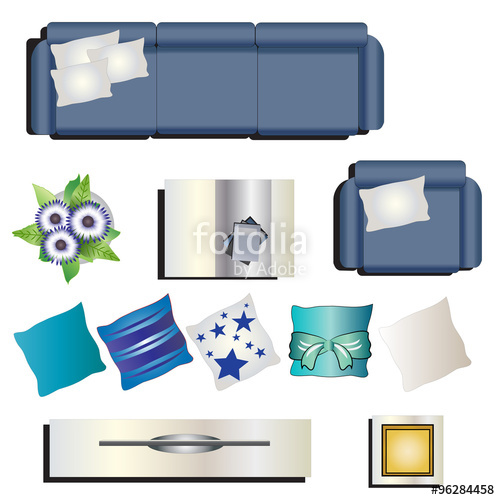 500x500 Living Room Furniture Top View Set For Interior Vector