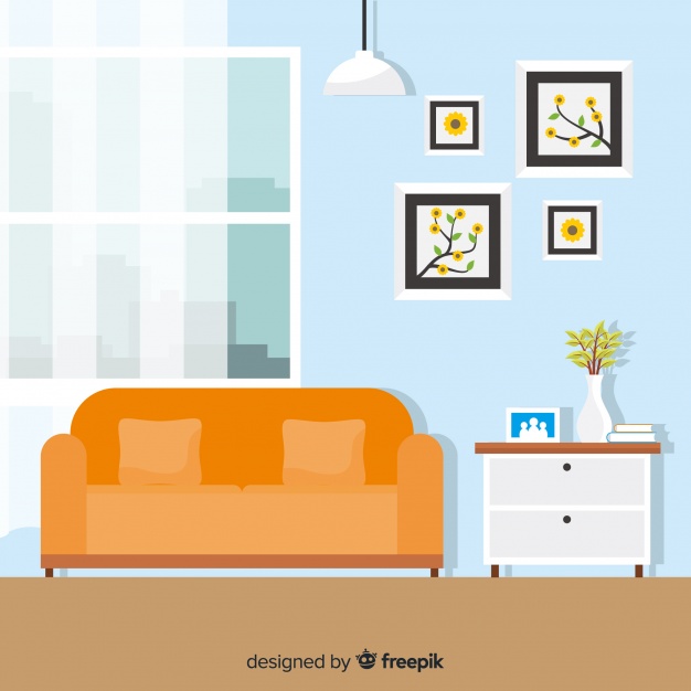 626x626 Modern Home Interior Decoration With Flat Design Vector Free