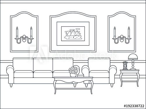 500x373 Room Interior Vector Home Flat Design With Furniture Outline