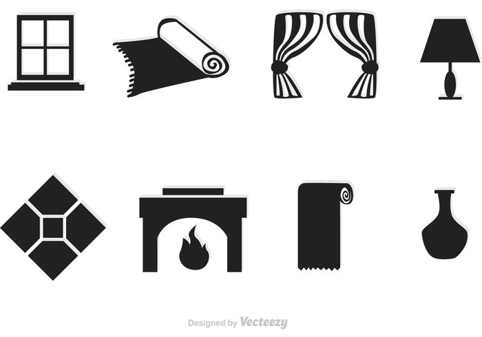 700x490 Black Home Interior Vector Icons