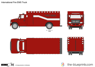 400x283 International Fire Ems Truck Vector Drawing