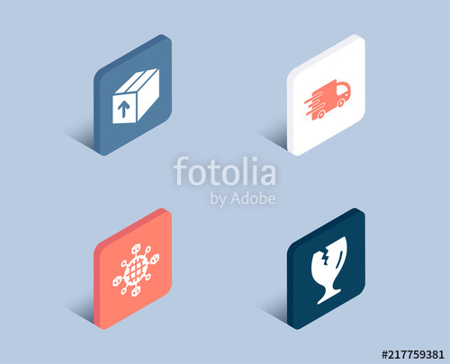 500x405 Set Of Package, Truck Delivery And Logistics Network Icons