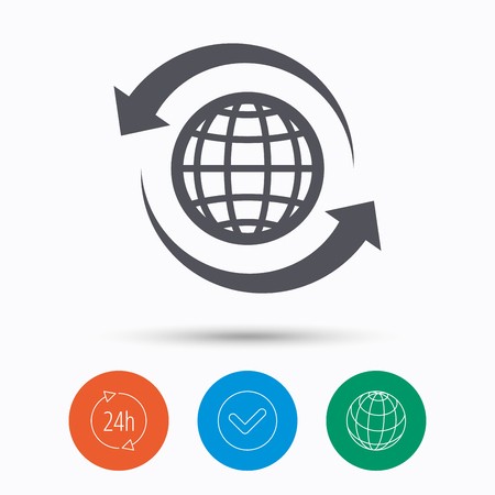 450x450 Globe Icon World Or Internet Symbol Check Tick, Hours Service