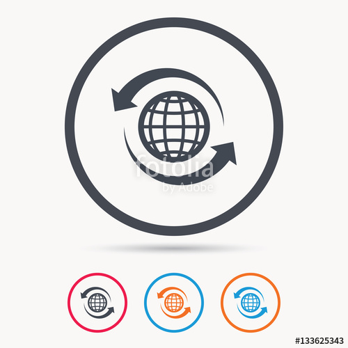 500x500 Globe Icon World Or Internet Symbol Colored Circle Buttons