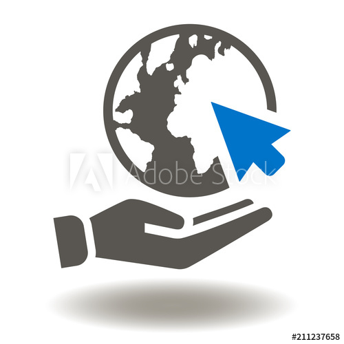 500x500 Earth Globe Mouse Pointer Icon Vector Internet Logo Web Service