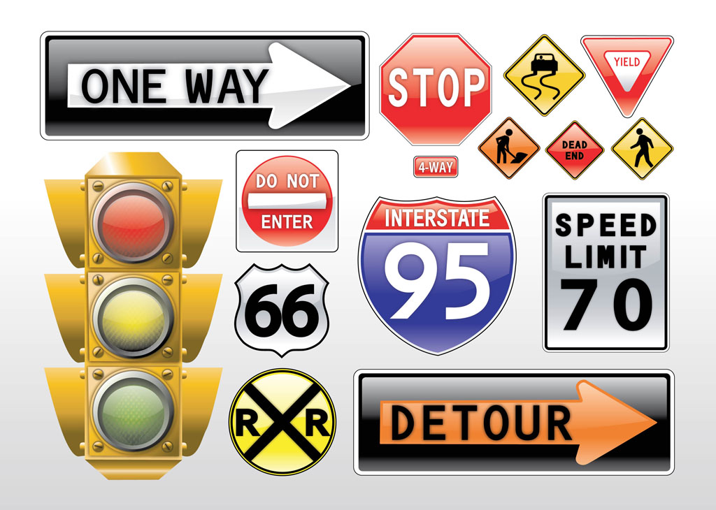 1024x730 Road Signs Vectors Vector Art Graphics