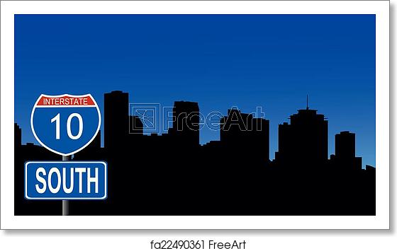 Free Art Print Of New Orleans Skyline Interstate Sign New Orleans 560x355 Free Art Print Of New Orleans Skyline Interstate Sign New Orleans