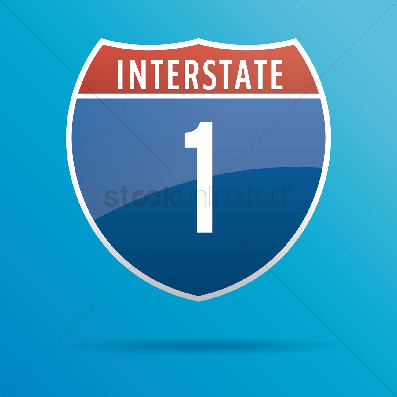 1300x1300 Interstate One Route Sign Vector Image