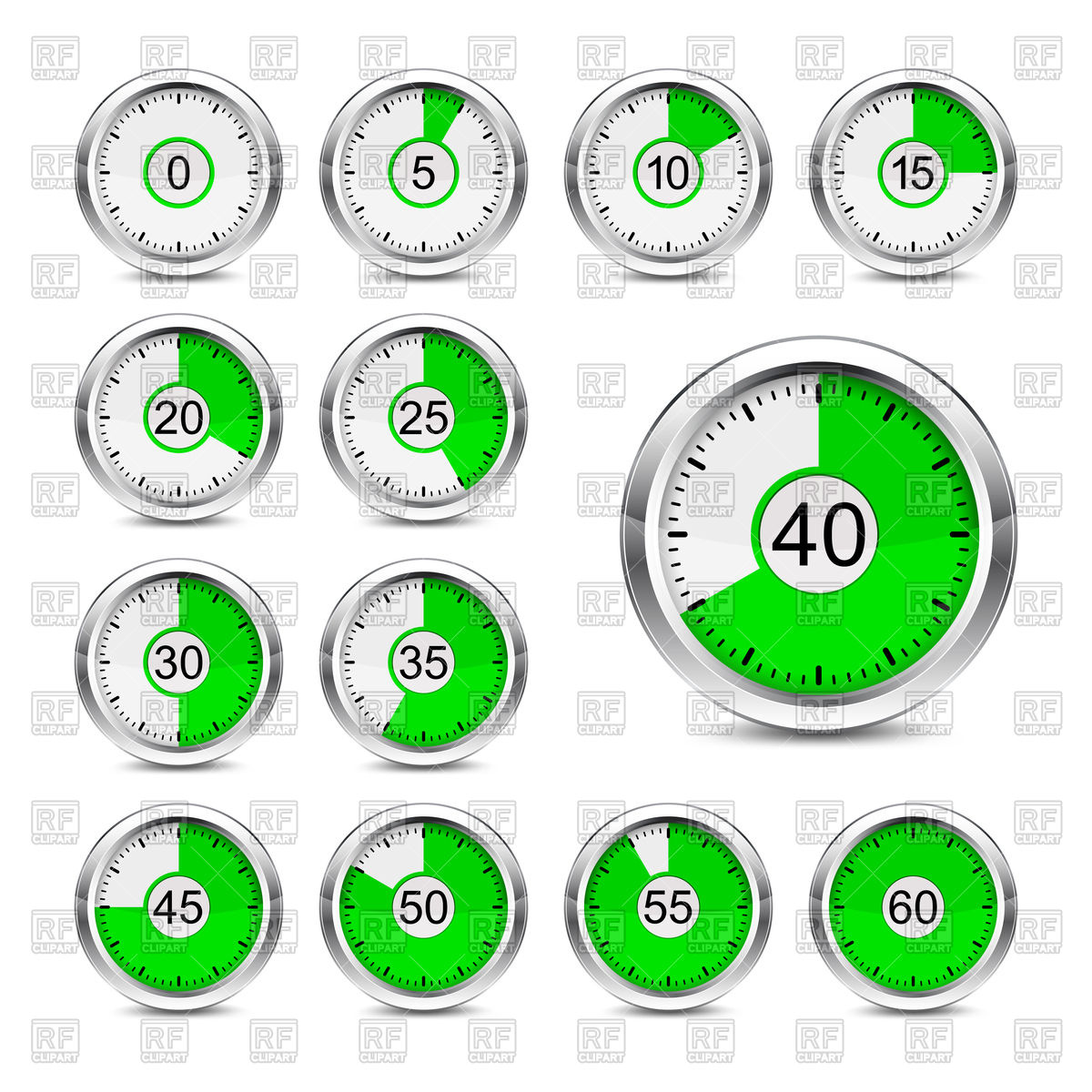 1200x1200 Set Of Timer Icons With Different Time Interval Vector Image
