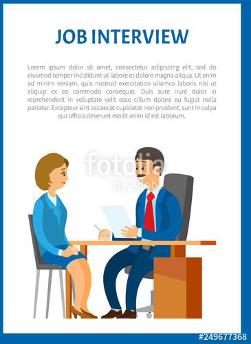 365x500 Job Interview Vector Poster Boss Interviewing Young Woman