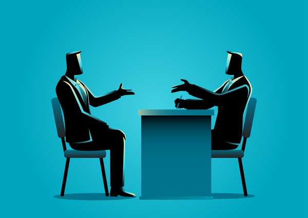 600x424 Businessman Silhouette Job Interview Vector Free Download