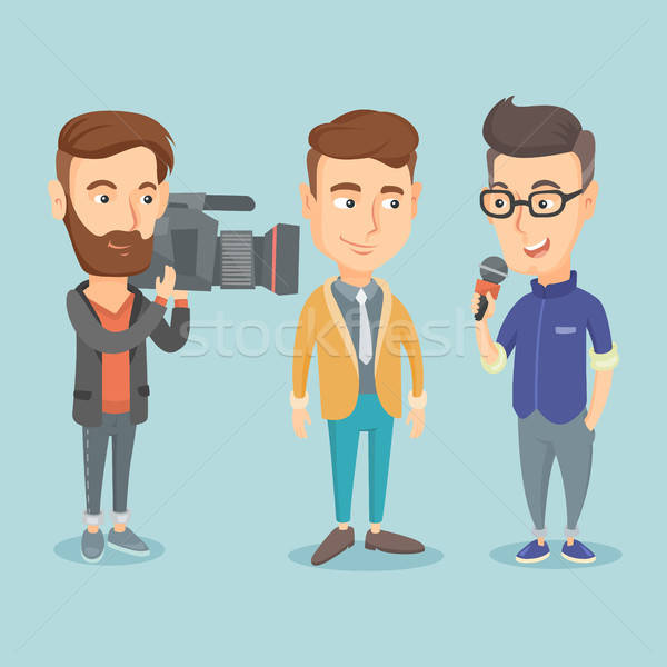 600x600 Tv Interview Vector Illustration Vector Illustration Andrei